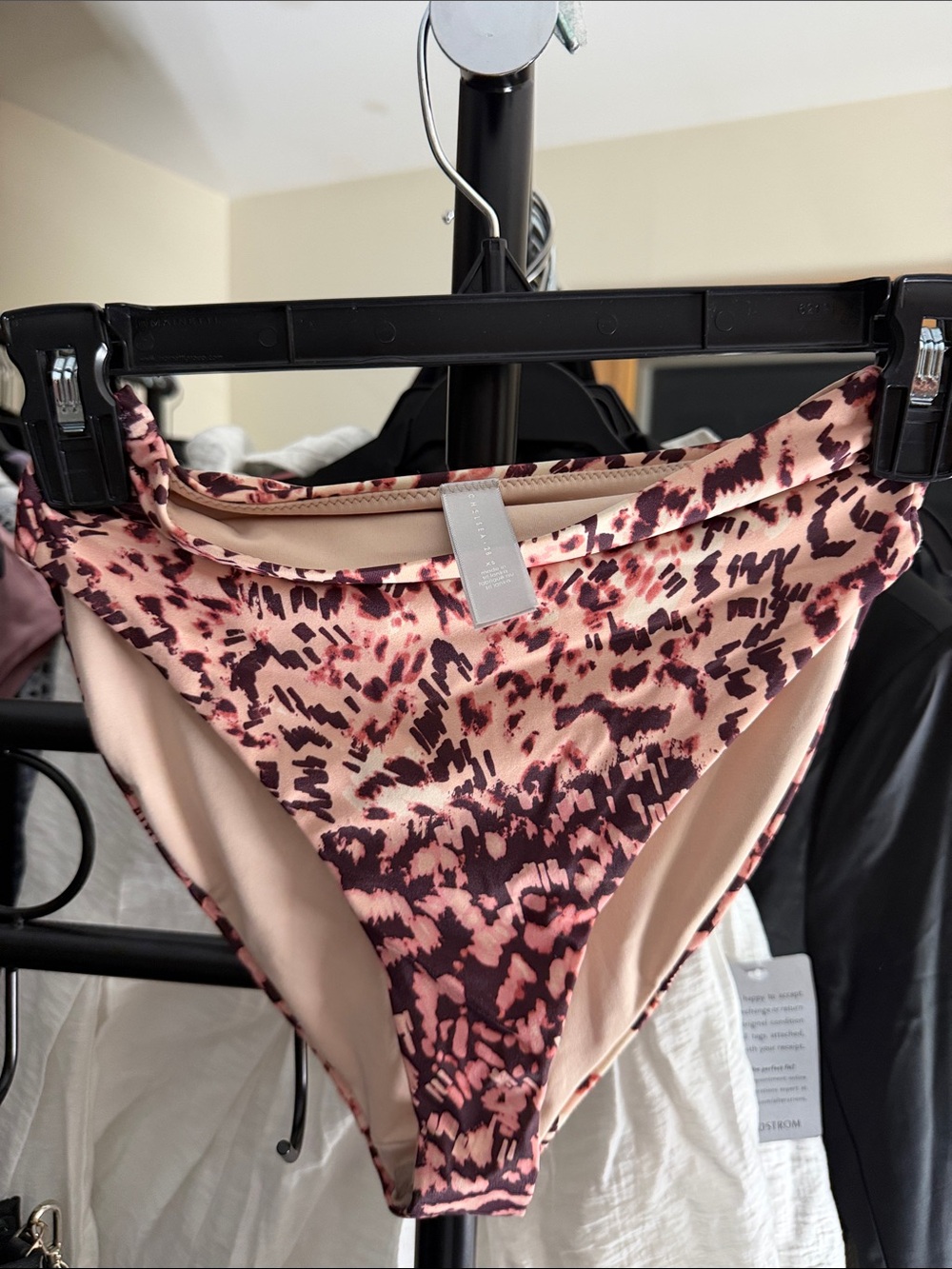 Chelsea28 Pink and Burgundy Patterned Bikini Bottom